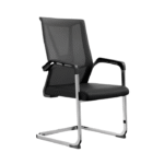 Chaise visiteur noire en mesh et métal chromé – Design ergonomique et contemporain