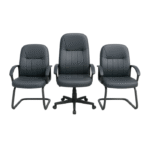Ensemble de 3 chaises de bureau assorties – fauteuil direction + 2 chaises visiteur design noir