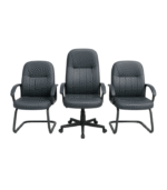 Ensemble de 3 chaises de bureau assorties – fauteuil direction + 2 chaises visiteur design noir – Image 2
