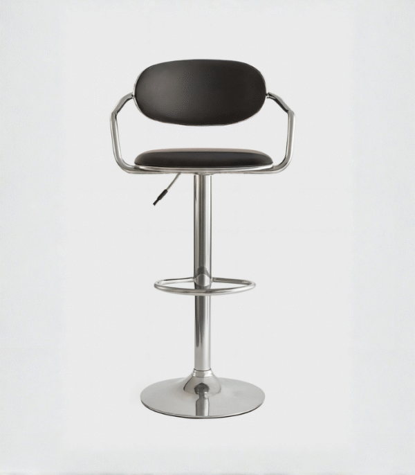 Tabouret de Bar Réglable – Cuir Noir & Chrome