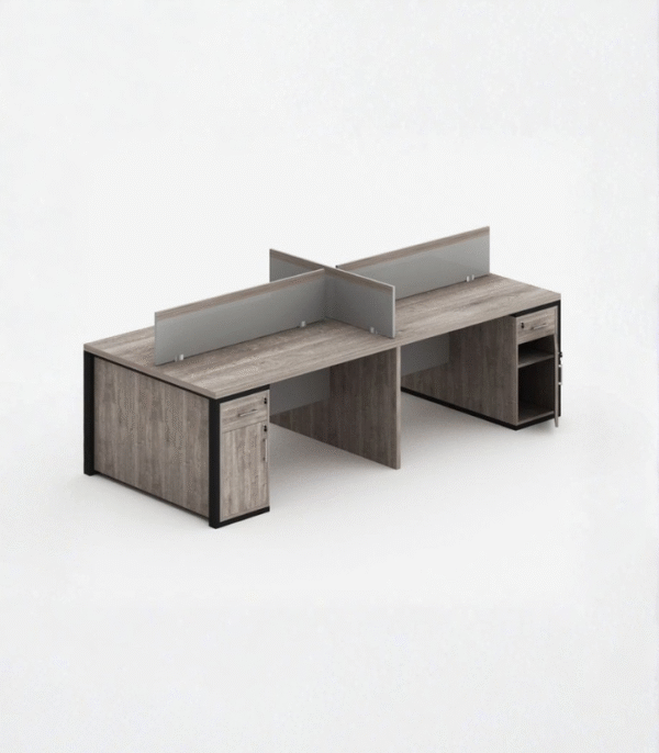 Bureau 4 postes – Espace collaboratif structuré et moderne