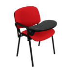 Chaise en tissu avec cache intégré et tablette écritoire en plastique rotative
