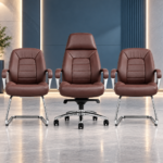 Pack fauteuils de bureau en cuir brun – L’élégance fonctionnelle pour vos espaces pro