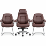 Pack fauteuils de bureau en cuir brun – L’élégance fonctionnelle pour vos espaces pro – Image 4