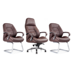 Pack fauteuils de bureau en cuir brun – L’élégance fonctionnelle pour vos espaces pro