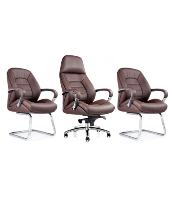 Pack fauteuils de bureau en cuir brun – L’élégance fonctionnelle pour vos espaces pro