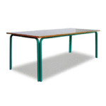 Table modulaire dotée d’un piétement jumelé