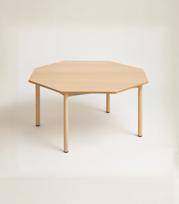 Table octogonale semi métallique pour adultes D 120 cm, hauteur 75 cm