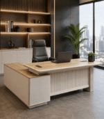 Bureau de Direction Prestige Bois Clair & Blanc – Image 2