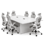 Table de Réunion Nova Blanc – Design Moderne pour Salle de Conférence