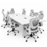 Table de Réunion Nova Blanc – Design Moderne pour Salle de Conférence