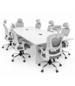 Table de Réunion Nova Blanc – Design Moderne pour Salle de Conférence